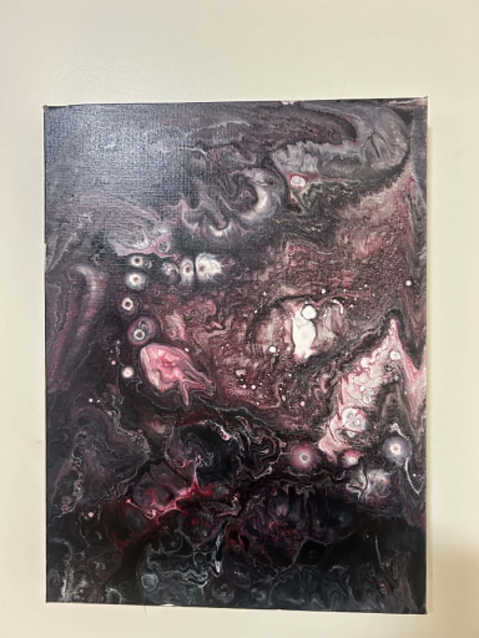 Pink & Black Paint Pour — Original Canvas Art