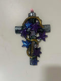 Resin Cross Wall Hanging — Purple, Blue, Gold, Silver & Black