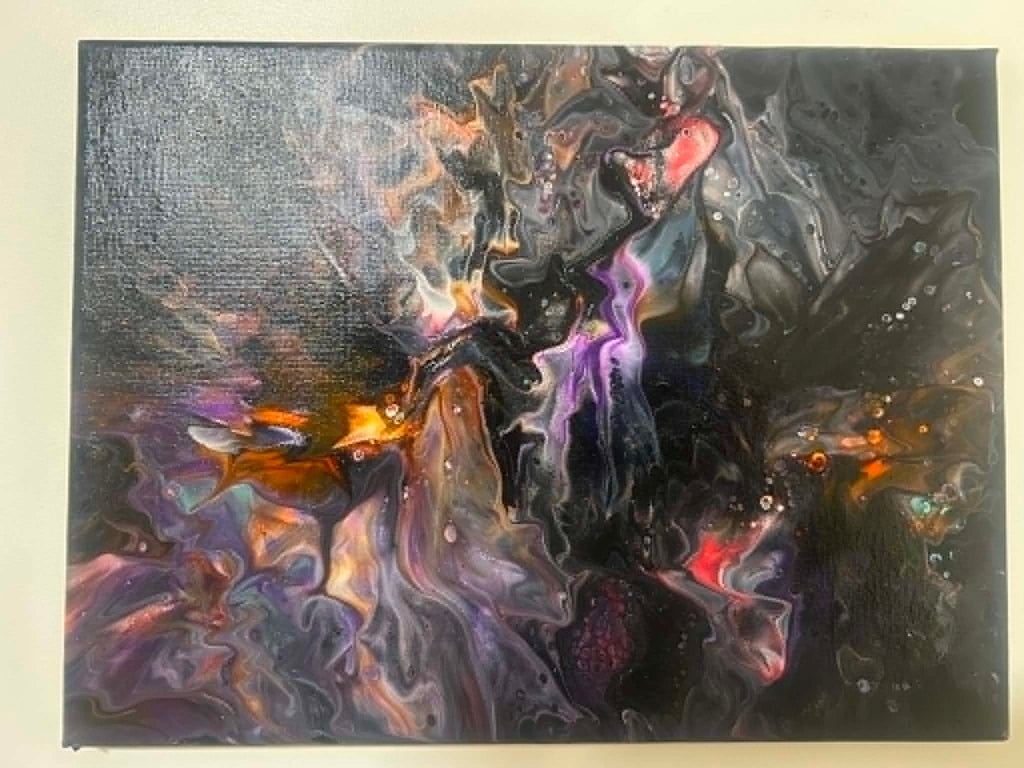 Stardust Storm – Original Paint Pour Art 22x30cm