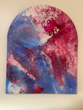 Rose Horizon — Original Paint Pour Arch Canvas Art