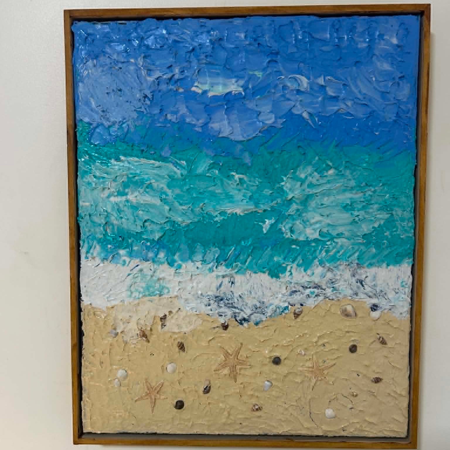  16in x 20in framed textured painting 