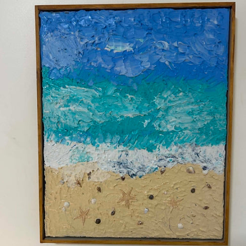  16in x 20in framed textured painting 