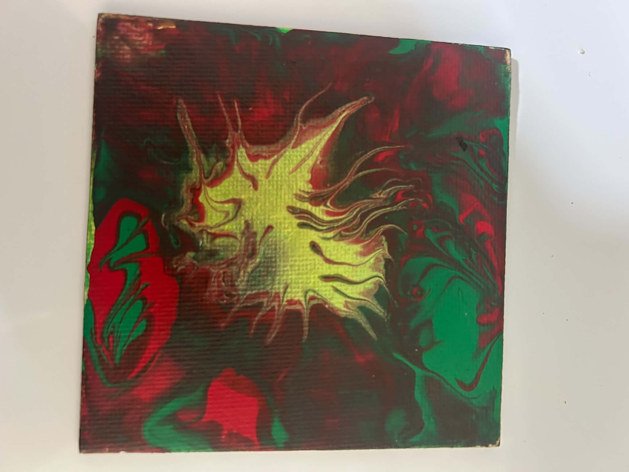 Paint Pour Fridge Magnet No. 19 — Handmade Original Art