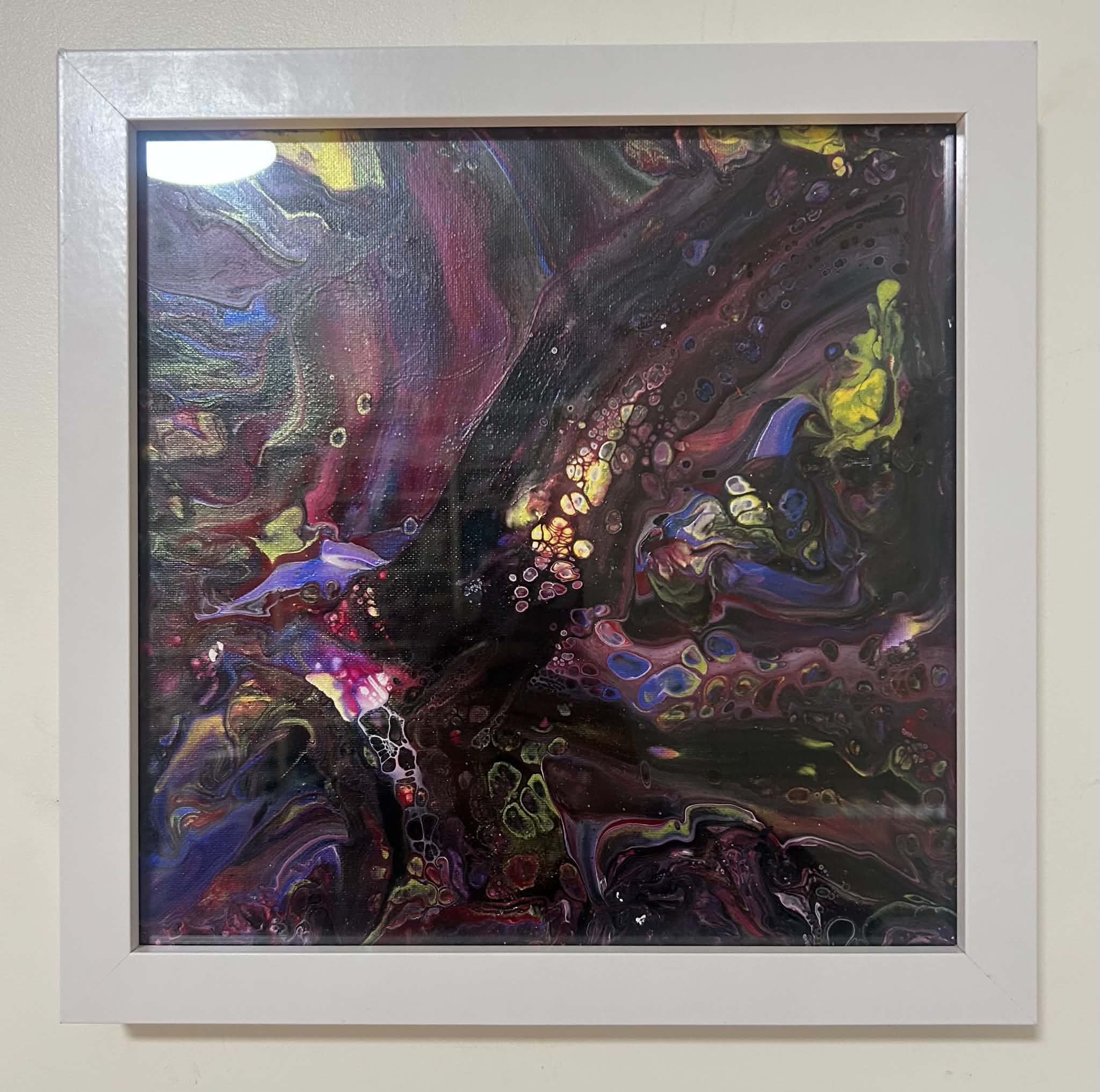 Cell Pop Paint Pour — Original Canvas Art in Black, Purple & Pink