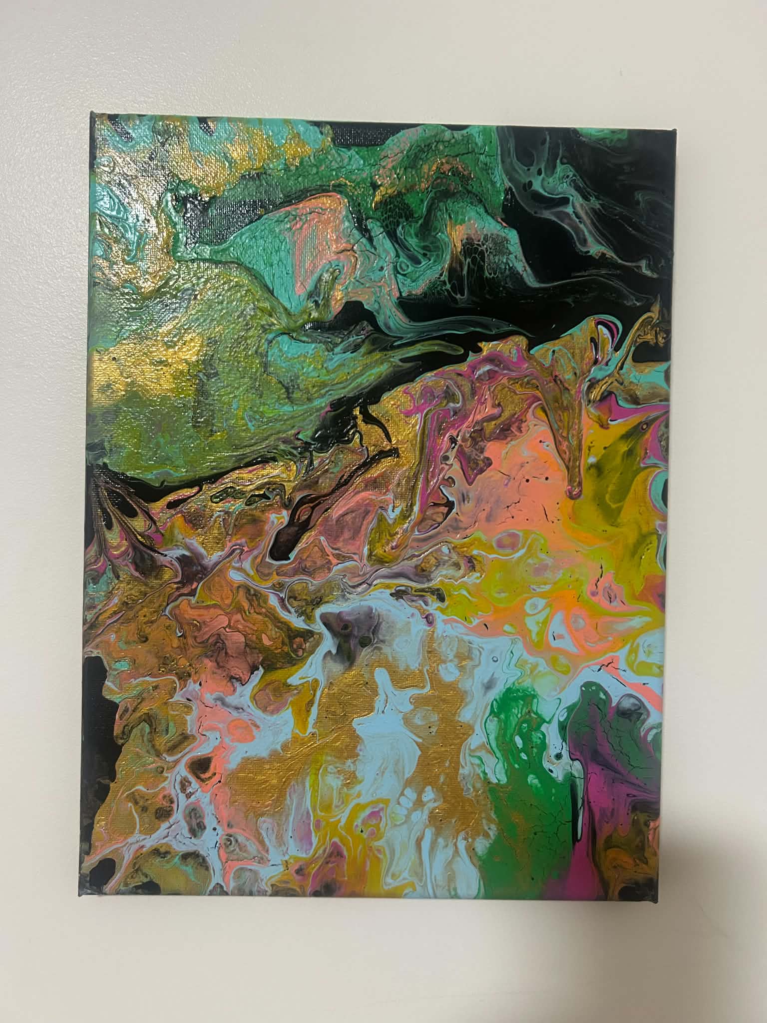 Wild Bloom original paint pour art 22x30cm
