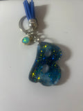 Letter B Resin Keychain – Blue Glitter Handmade
