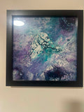 Purple Viridian Lace — Framed Paint Pour 12" x 12"