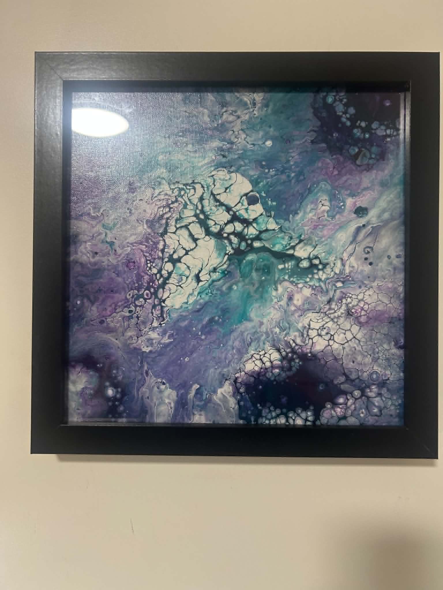 Purple Viridian Lace — Framed Paint Pour 12" x 12"