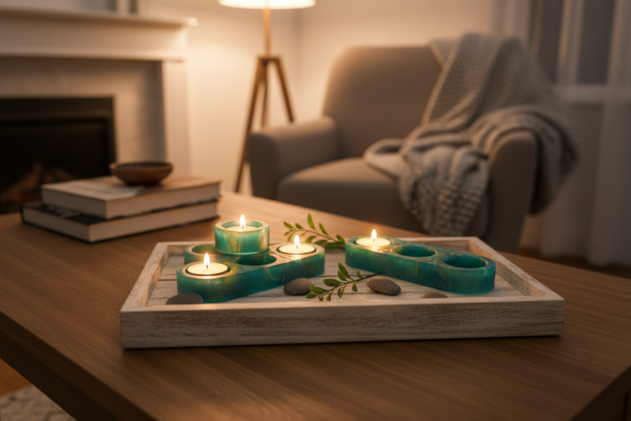 Resin Tealight Holder Set lifestyle