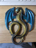 Resin Dragon – Blue, Gold & Silver wall hanging