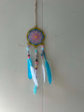 Small Dream Catcher – Resin with Blue & White Feather and Glass Beads