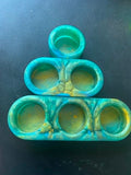 Resin Tealight Holder Set – Single, Double & Triple | Teal Blue & Gold