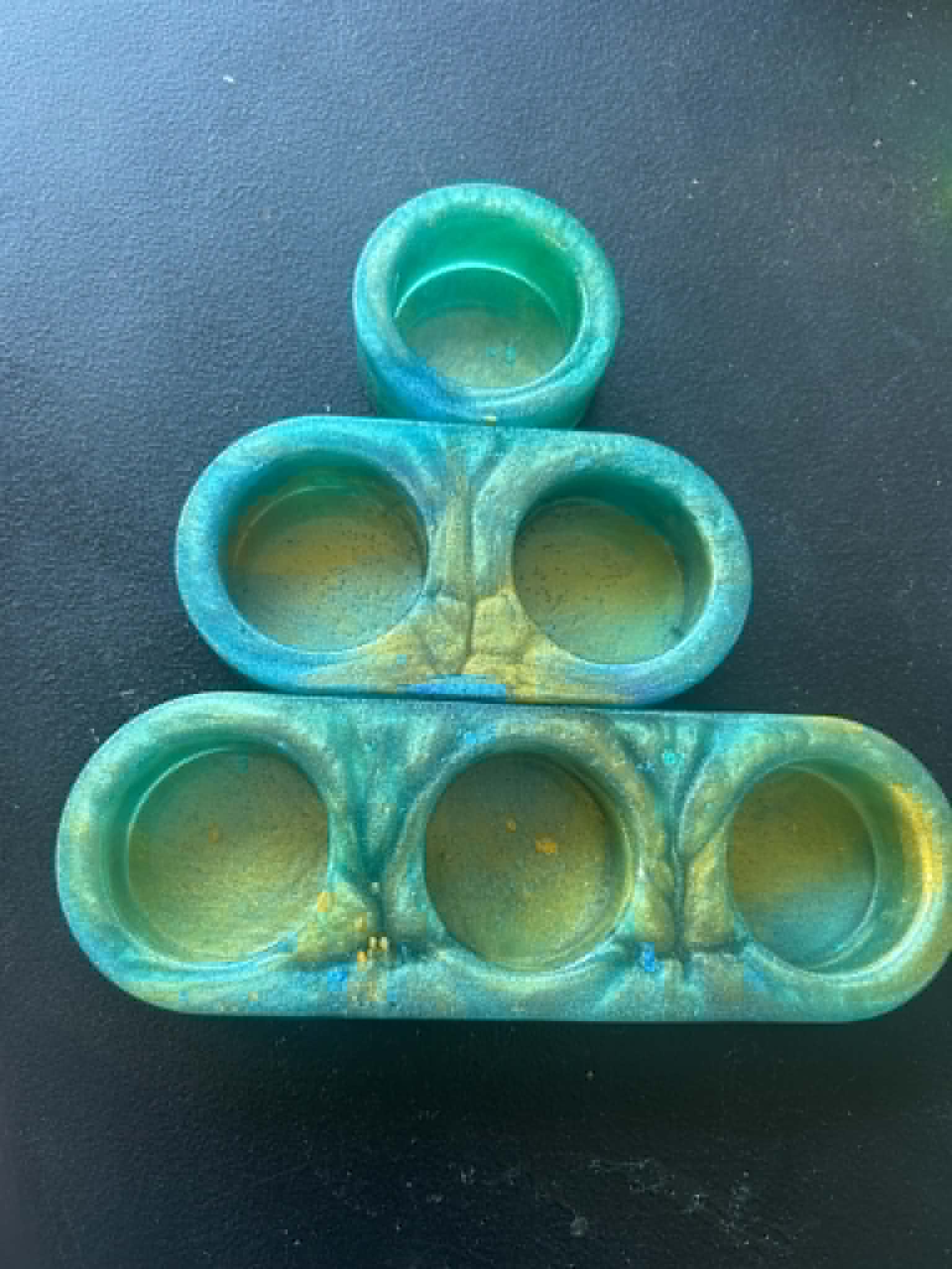Resin Tealight Holder Set – Single, Double & Triple | Teal Blue & Gold